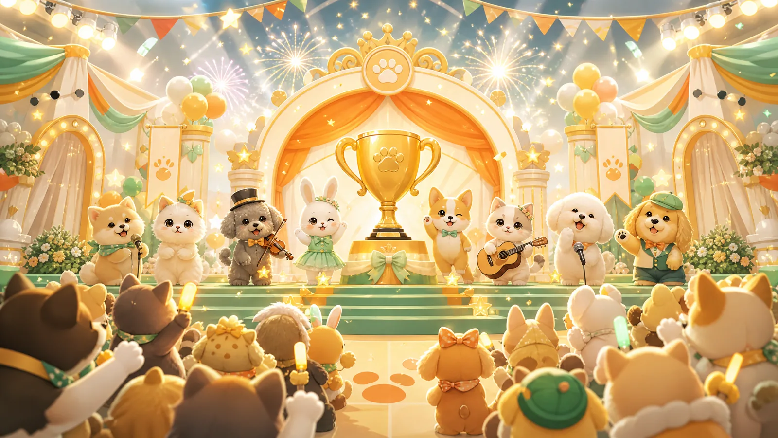 盛大萌宠才艺舞台与奖杯烟花的焦点赛事详情头图